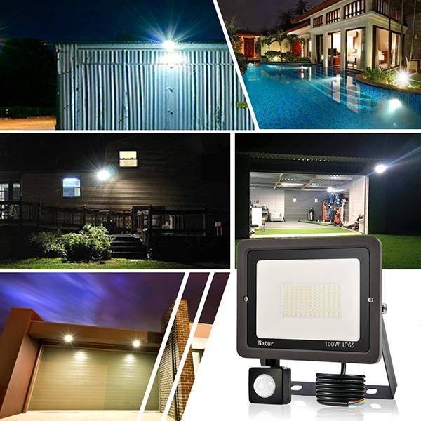 bapro 100W Security Lights with Motion Sensor,Led Floodlight Super Bright, Garden Lights Warm White(3000K), IP65 Waterproof Perfect for Garage, Garden and Forecourt[Energy Class A++]